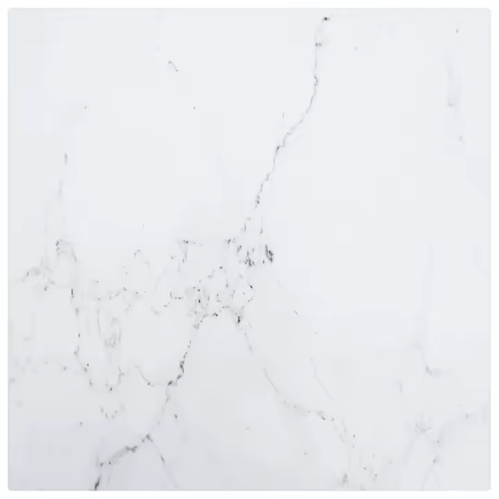 vidaXL Tablero mesa diseño mármol vidrio templado blanco 40x40 cm 6 mm - 1