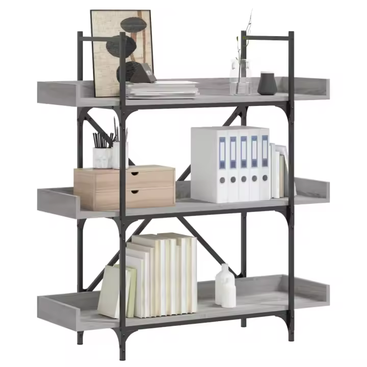 Librería de 3 estantes madera gris Sonoma 100x33x108,5 cm - 1