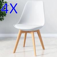 Juego de 4 sillas tulipán con patas de madera, mueble estilo nórdico medieval, con asiento acolchado de cuero sintético, para escritorio, comedor, dormitorio, balcón o restaurante BAR hosteleria, OFICINA Mesa de comedor nórdica cocina NEGRO - details 7
