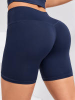 Shorts De Yoga Para Mujer Fitness Running High Waist Quick Drying Squat Proof Ciclismo Workout Gym Terciopelo Negro - details 16