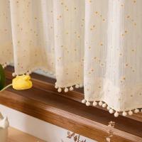 Cortina Corta Pastoral Con Valance De Margarita Para Cocina Ventana Pequeña Armario Porche Sala De Estar Tassel Rojo Cereza - details 3