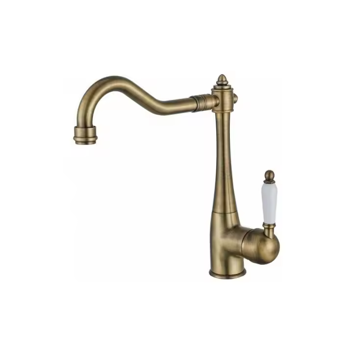 Robinet de Cuisine en laiton vintage, Robinet de Cuisine Antique orientable a 360 °, Robinet d'évier Maison de Campagna à haute pression, Robinet mitigeur de cuisine - 1