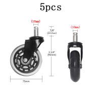 5pcs Ruedas De Sillín De Oficina Universales 3 Pulgadas De Goma Giratorias 360 Grados Roller Seguras Y Silenciosas Para Muebles - details 1