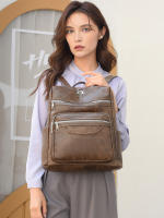 Mochila multicompartimento popular, bolso bandolera de un solo hombro para mujer de moda europea y americana, de cuero de alta calidad y gran capacidad. - details 11