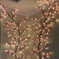 Árbol De Cerezo En Flor LED 72 Luces USB Con 8 Modos Lámpara De Cadena Colorida Para Decoración De Habitación Boda Y Navidad - details 1