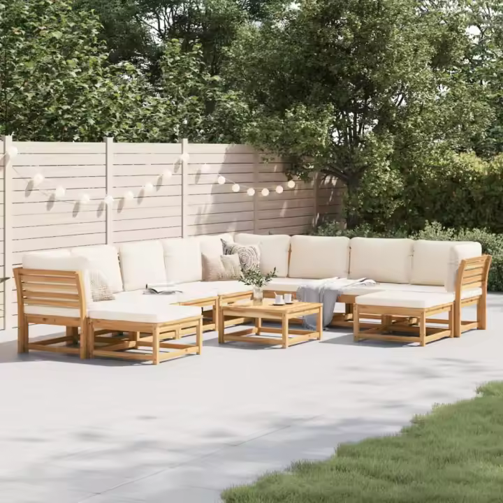 vidaXL Juego muebles jardín 11 pzas con cojines madera maciza acacia - 1