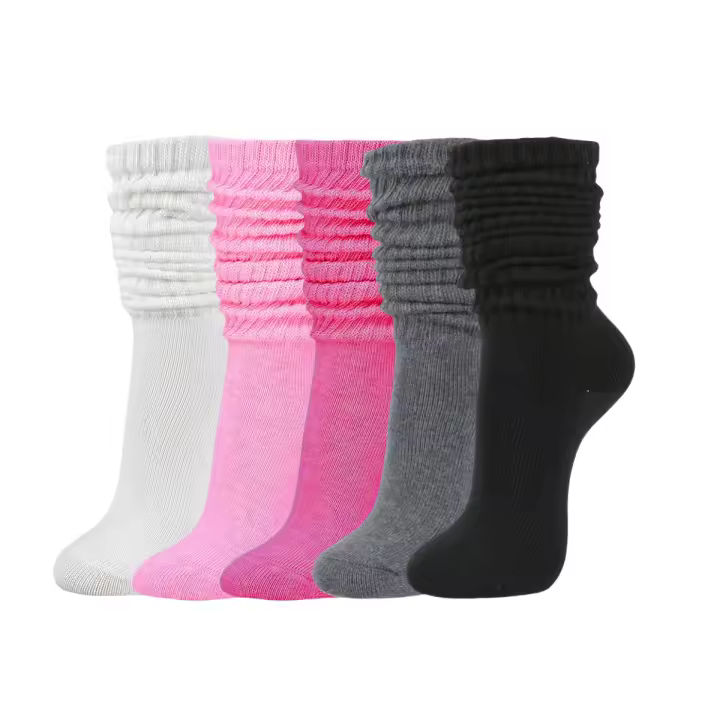 5 Pares De Medias Altas De Pierna Para Mujer Cómodas Y Cálidas Para Otoño E Invierno Transpirables Y Absorbentes De La Sudoración - 1