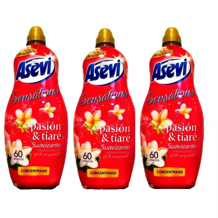 SUAVIZANTE ASEVI PASION Y TIARE - PACK3 BOTELLAS 180 LAVADOS CON SEDUCTORAS ESENCIAS EFECTO ENEGIZANTE - 1