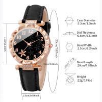 Reloj De Mujer De Cuero Con Dial De Flor 2PCS/set Reloj Analógico De Cuarzo Con Pulsera De Rosas Sin Caja Estilo Casual Y Moda - details 4