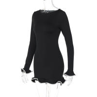 Vestidos Elegantes Para Mujer Con Cuello Redondo Y Manga Larga Slim Casual En Rosa Negro Blanco Vestidos Cortos Chic Para Fiesta Y Calle - details 16