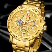 Reloj De Pulsera De Lujo Para Hombre WWOOR En Acero Inoxidable Y Oro Resistente Al Agua Y Shock Con Cronógrafo Y Luz Nocturna - details 1