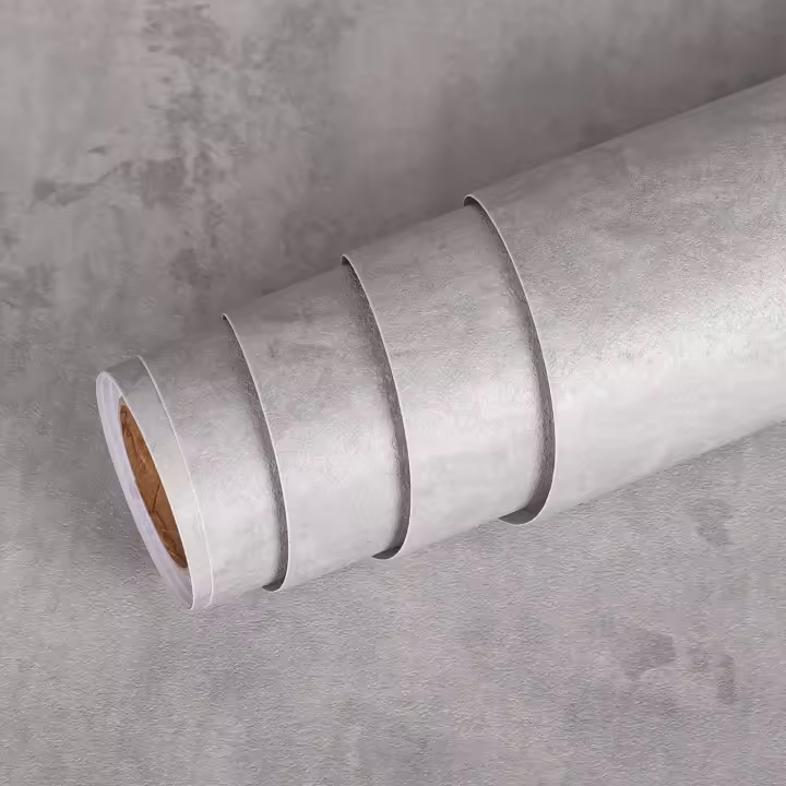 Papel tapiz de hormigón gris claro para muebles, adhesivo grueso, rollo de vinilo lavable para encimeras de cocina, cajones, puertas de armarios, mesas, 40 cm x 5 m - 1