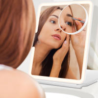 Espejo De Maquillaje Con Luz Y Ajuste De Brillo 10X Espejo De Vestíbulo Magnificador Recargable 3 Colores Cosméticos - details 5