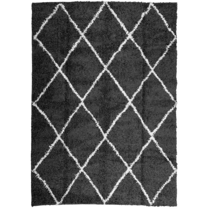 vidaXL Alfombra peluda de pelo largo moderna PAMPLONA 240x340 cm Color Antracita,  Beige,  Crema y mas Alfombras de área  Alfombra de Piso para Sala de Estar Dormitorio Habitación Salón - 1