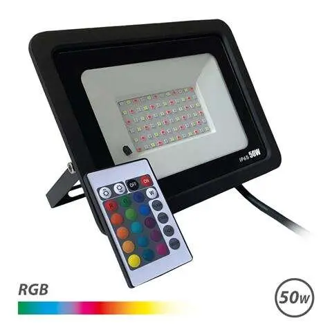 Elbat foco led rgb 50w - control remoto - ip65 - ideal para exterior - 1