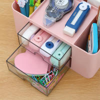 Organizador De Escritorio Con 2 Cajones Estuche De Almacenamiento Para Suministros De Escritorio Y Oficina Plástico Para Carteles Y Lápices - details 5