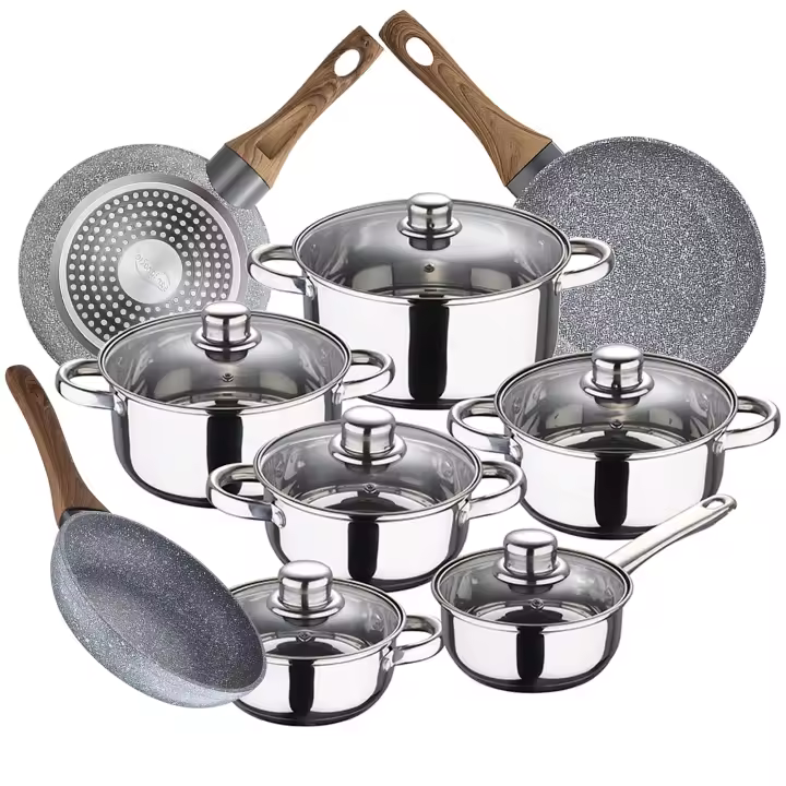 San Ignacio Batería de Cocina 12 Piezas en Acero Inoxidable y Sartenes de Aluminio Forjado - 1