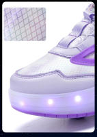 Zapatos De Rodilleras LED Para Niñas Correa Elástica Carga USB Zapatillas Respirables Transpirables Todas Las Estaciones Color Rosa - details 4