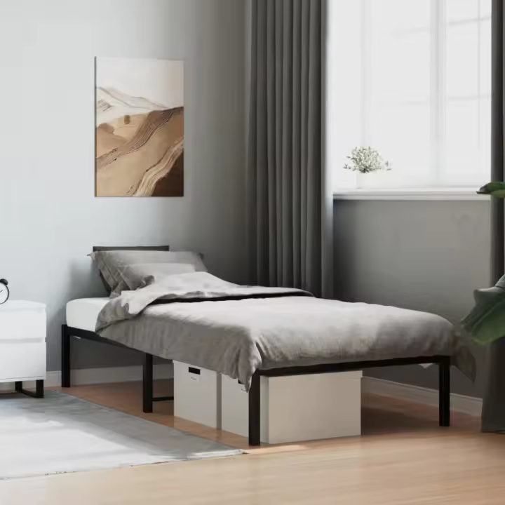vidaXL Estructura de cama sin colchón metal negro 90x190 cm - 1