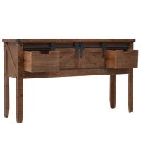 vidaXL Mesa consola de madera de abeto maciza marrón 131x35,5x75 cm Mesa de sofá Mesa de Entrada para Salón Consola de Entrada Mueble Recibidor Mesita Mesa auxiliar Salon - details 3