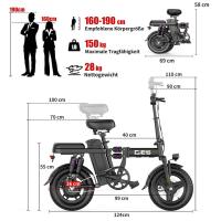 Bicicleta eléctrica urbana GE5 plegable, 720 Wh, 48 V, 15 Ah, autonomía de 100 km. Motor trasero, 25 km/h, hasta 100 km. Bicicleta eléctrica para hombre/mujer. - details 5