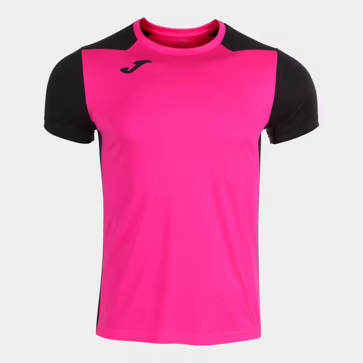 Camiseta M/C Hombre Joma Record II 102223 Rosa Flúor Negro 031 Transpirable - 1