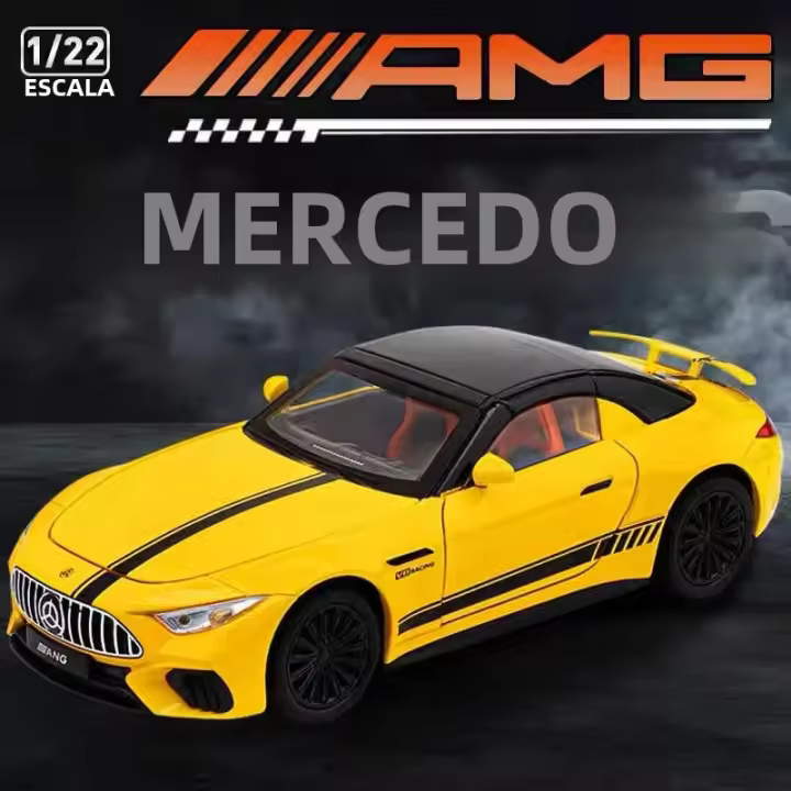 Coche De Deportes Mercedes-Benz SL63 Escala 1:24 Modelo De Aleación Con Sonido Y Luz Vehículo De Colección Para Niños Juguete Miniatura Metal - 1