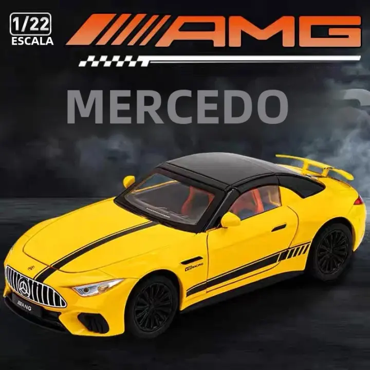 Coche De Deportes Mercedes-Benz SL63 Escala 1:24 Modelo De Aleación Con Sonido Y Luz Vehículo De Colección Para Niños Juguete Miniatura Metal - 1