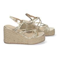 PuntoSalao Sandalias doradas de cuña en yute de tiras para mujer JNS-5P500 - details 2