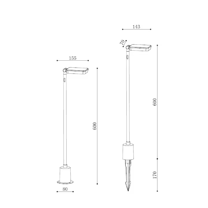 Ledkia Baliza Exterior LED 6W 60 cm con Pincho Flux Negro - 1