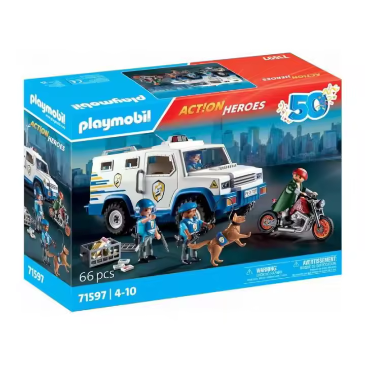 PLAYMOBIL ACTION HEROES 71597 FURGÓN POLICIA TRANSPORTE DEL DINERO - 1