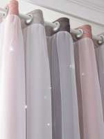 Cortinas Para Niños Con Estampado De Estrellas Plateadas Térmicas Y Blackout Para Dormitorio Con Ojales Antiguos Tratamiento De Ventana Moderno - details 2