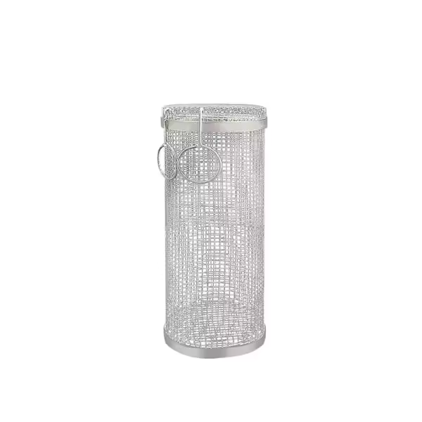 Cesta rodante, cesta cilíndrica de acero inoxidable para parrilla - 20x9x9cm - 1
