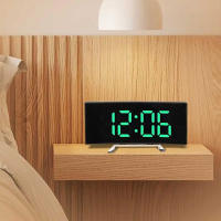 Reloj Electrónico Creativo Con Pantalla LED Grande Espejo Silencioso Multifuncional Para Estudiantes Decoración De Escritorio - details 0