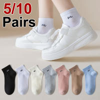 Calcetines Cortos Para Mujer Con Impresión De Letras 5/10 Pares Cómodos Y Transpirables Para Primavera Y Verano Calcetines Deportivos De Algodón Y Poliéster - details 0