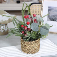 XIYA FLOWER Plantas Artificiales Rojas De Navidad Con Bayas Y Hojas Verdes En Maceta Material PE Decoración Para El Hogar - details 4