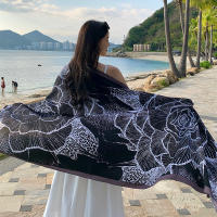 Bufanda De Playa Bohemia Para Mujer Pashmina Floral Estilo Fashion Verano Hijab Envoltura Echarpe Decorativa Polyester Sin Costuras - details 16