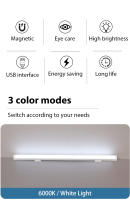 Luz Nocturna Magnética Para Gabinete Lámpara De Lectura Para Estudio Luz De Escritorio USB 5V Para Dormitorio Y Estudio - details 4