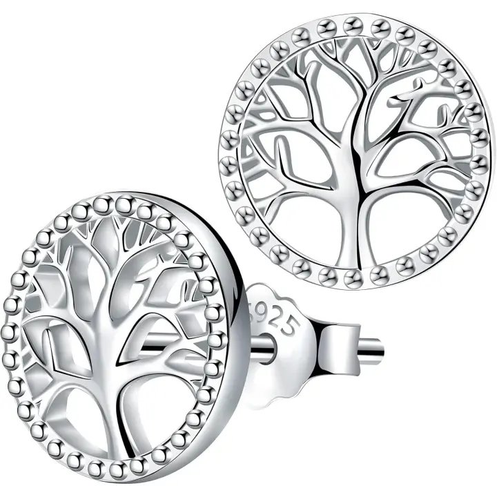 Lydreewam Pendientes Árbol de la Vida para Mujer Plata de ley 925 para Día de la Madre Cumpleaños  style 2 - 1