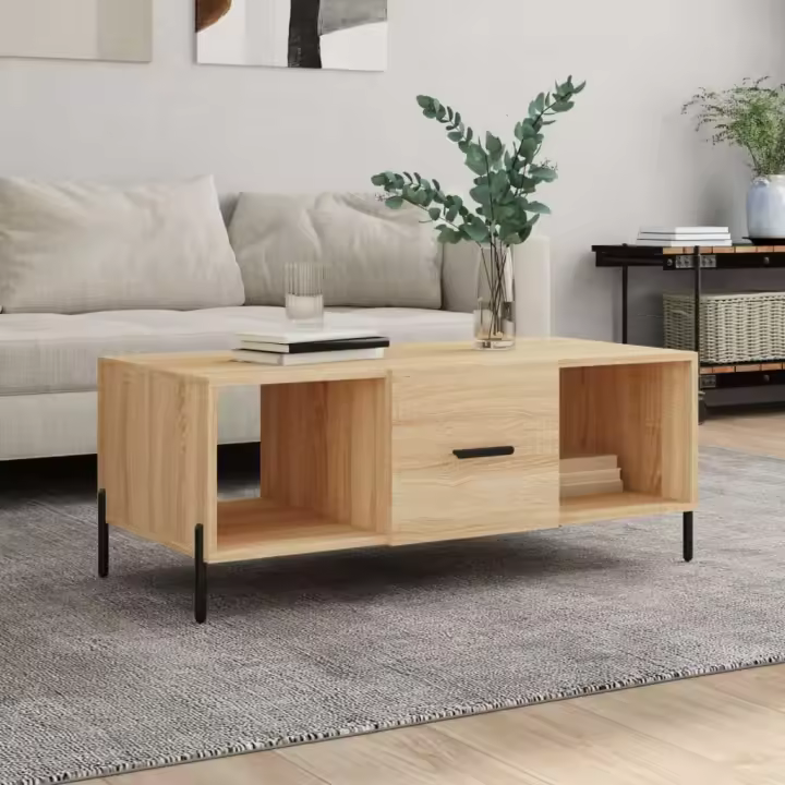 vidaXL Mesa de centro madera contrachapada roble Sonoma 102x50x40 cm - 1