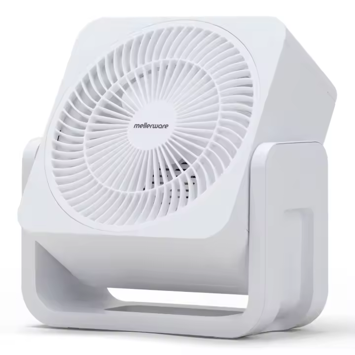 Mellerware Ventilador de Sobremesa Air Power 30. 30w de Potencia. Oscilante. 3 Velocidades. 3 aspas metálicas. Caudal de aire fresco. Fácil transporte. Aluminio/Plástico. - 1