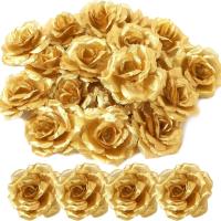 25Pcs Cabezas De Rosas De Seda Artificiales Amarillas Para Boda Fiesta De San Valentín Decoración Floral Artificial - details 4