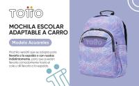 TOTTO Mochila Escolar Adaptable a Carro Acuareles – Estampado Jhony Jungle | 20L | Portátil 14” | Correas Ergonómicas S | Bolsillo Botella | Eco Friendly - details 2