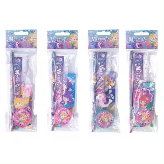 Lote 10 Set 5 Pcs Papelerí­a Sirenita en Bolsita de Regalo - Detalles Comuniones bodas Niños Colegios Ampas Infantiles Cumples Cumpleaños - 1
