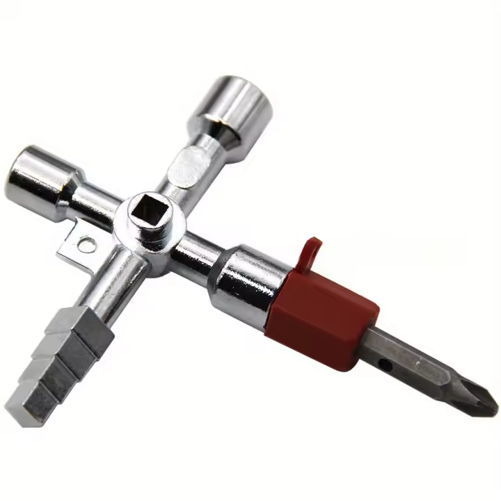 Juego De Herramientas De Llave 4 En 1 Plata Para Elevadores Y Control De Cabina Con Destornillador Triangular Y Cuadrangular Para Valvulas - 1