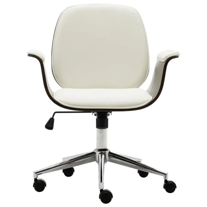 Silla de Oficina de Madera curvada y cuero sintético Blanco - 1