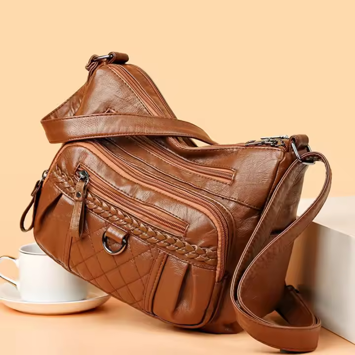 Bolso Bandolera Para Mujer De PU Con Diseño Tejido Ajustable Y Gran Capacidad Estilo Casual Para Comunicación - 1