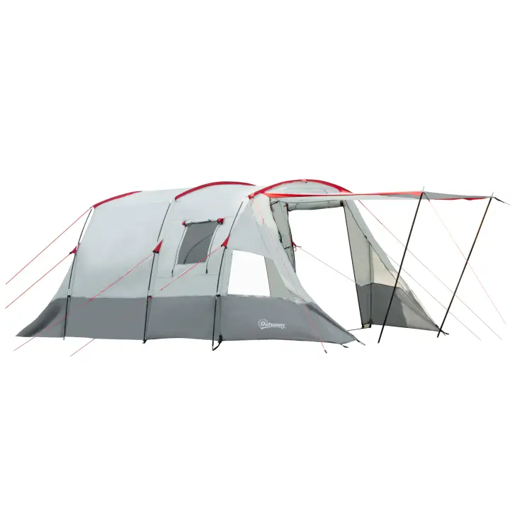 Tienda de Campaña del Túnel Tienda de campaña para 8 personas with Cabin para dormir, Sala de estar, Bolsa de Transporte, Columna de Agua de 2000mm, Gris - 1