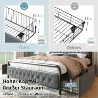 Somier Metálico Cama 180x200 Somier Y 4 cajones, terciopelo (sin colchón) - details 9