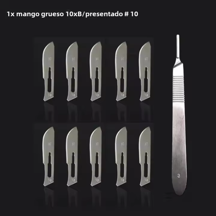 Cuchillo De Carbono Para Cirugía Y Oficina Hojas De Afeitar Números 10 11 12 15 Manija Larga Y Fuerte Para Cortar Metálico Y Madera - 1